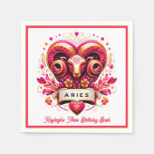 アリスラムピンク&オレンジ〔占星術の〕十二宮図誕生日 スタンダードカクテルナプキン (正面)
