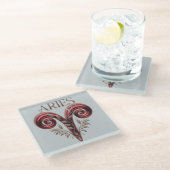 アリスレッドグリフシルバースクエアガラスコースター ガラスコースター (アングル)