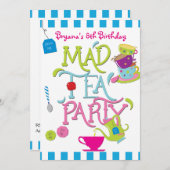 アリスワンダーランドお洒落ティー誕生日パーティー 招待状 (正面/裏面)