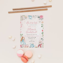 アリスワンダーランドパー茶ガール最初の誕生日パーティー 招待状