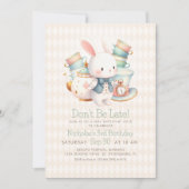 アリスワンダーランドホワイトラビット誕生日 招待状 (正面)