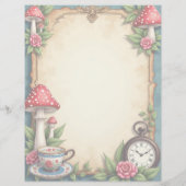 アリスワンダーランドマッシュルームティーカップスクラップブック紙 (裏面)