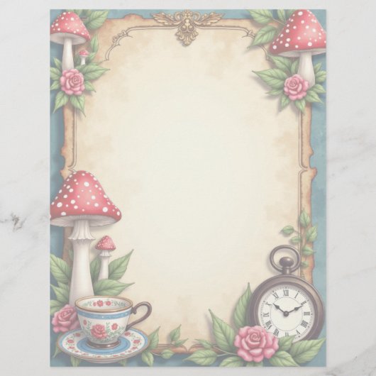 アリスワンダーランドマッシュルームティーカップスクラップブック紙 (裏面)