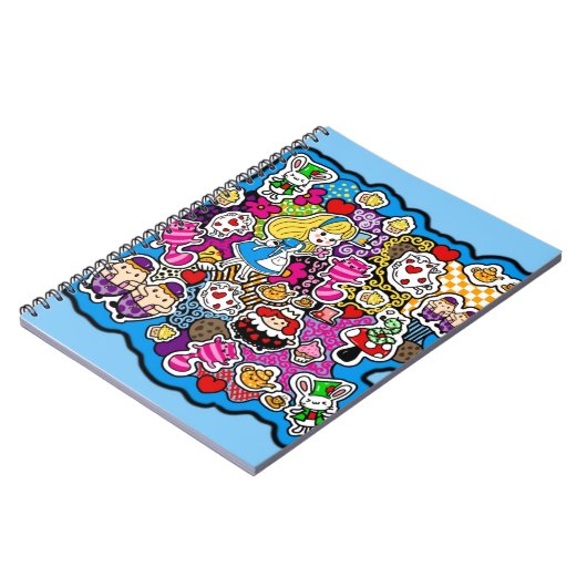 アリスワンダーランド不機嫌ハッターキャットドードルアートバイリー ノートブック (左側)