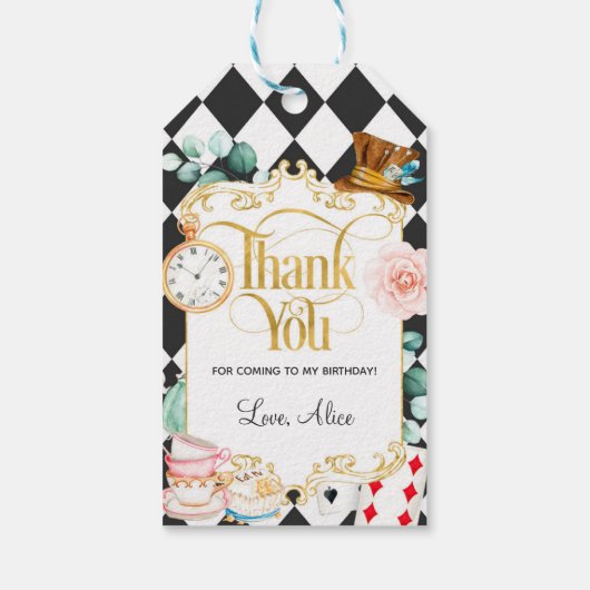 アリスワンダーランド不機嫌ハッターティーパーティーの好意 ギフトタグ (裏面)