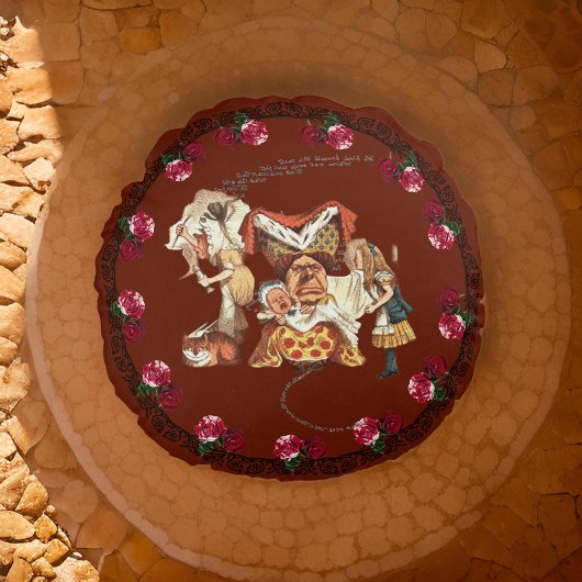 アリス公爵夫人チェシャーキャットブルゴーニュ ラウンドクッション