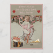 アリス及びピンクのフラミンゴは本のベビーシャワーを持って来ます エンクロージャーカード (正面)