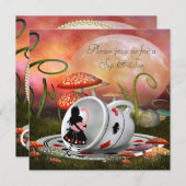 アリス及びフラミンゴの一口は及びベビーシャワーを見ます 招待状 (正面/裏面)