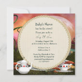 アリス及びフラミンゴの一口は及びベビーシャワーを見ます 招待状 (裏面)