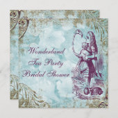 アリス及びフラミンゴの不思議の国のブライダルシャワー 招待状 (正面/裏面)