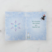 アリス及びフラミンゴの青いスパンコールのクリスマスカード シーズンカード (内部)