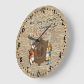 アリス及び白いウサギのヴィンテージ辞書の芸術の引用文 ラージ壁時計 (傾斜)