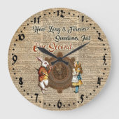 アリス及び白いウサギのヴィンテージ辞書の芸術の引用文 ラージ壁時計 (正面)