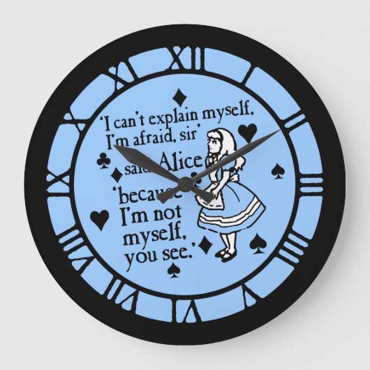 アリス引用文は自分ではない ラージ壁時計 (正面)