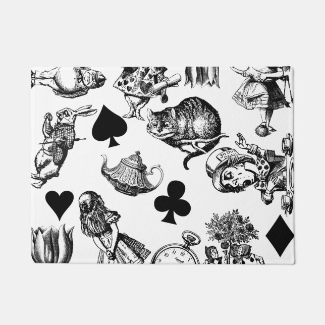 アリス白うさぎワンダーランドチェシャねこ ドアマット (正面)