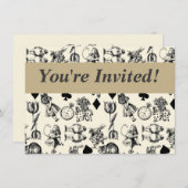 アリス白うさぎワンダーランドチェシャねこ 招待状 (正面/裏面)