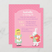 アリス白うさぎワンダーランド誕生日パーティー 招待状 (正面/裏面)