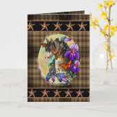 アリス絵を描トと蝶と馬のマスタング カード (黄色い花)