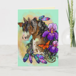 アリス絵を描トと蝶と馬のマスタング カード