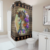 アリス絵を描トと蝶と馬のマスタング シャワーカーテン (インサイチュ)