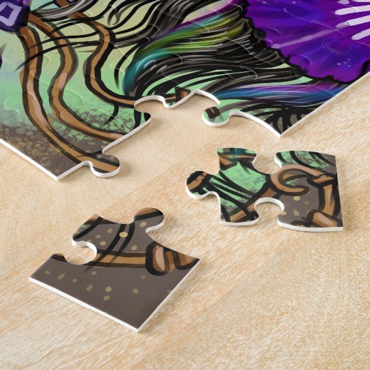 アリス絵を描トと蝶と馬のマスタング ジグソーパズル (側面)