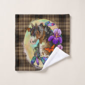 アリス絵を描トと蝶と馬のマスタング バスタオルセット (ウォッシュタオル)