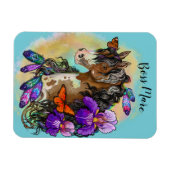 アリス絵を描トと蝶と馬のマスタング マグネット (横)