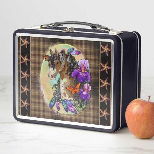 アリス絵を描トと蝶と馬のマスタング メタルランチボックス (インサイチュ)