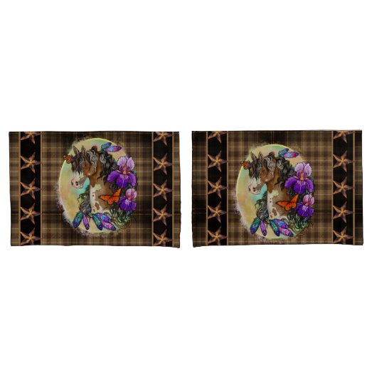 アリス絵を描トと蝶と馬のマスタング 枕カバー (フロントセット)