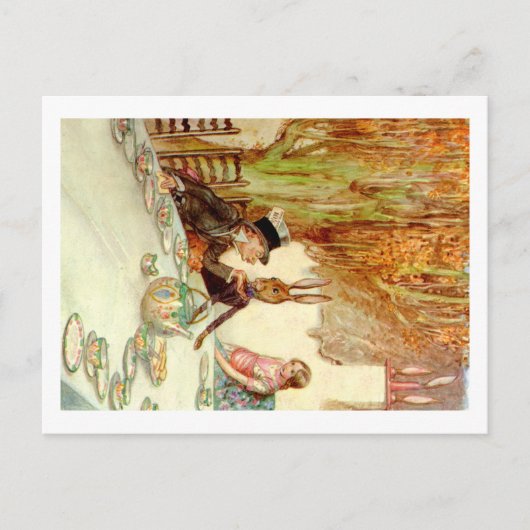 アリス自身が不機嫌帽子屋さんの紅茶パーティーに ポストカード (正面)