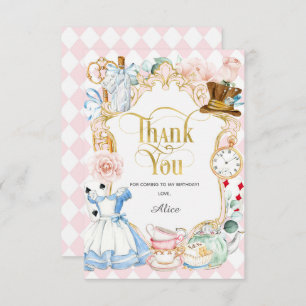 アリス茶パーティーワンダーランド、誕生日感謝してい車 サンキューカード