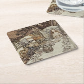 アリス誕生日ウンバースデーラビットハッターパーティー スクエアペーパーコースター (アングル)