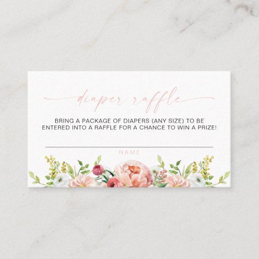 アリス赤面フローラ春ティーパーティーおむつラッフル プレイスカード (正面)