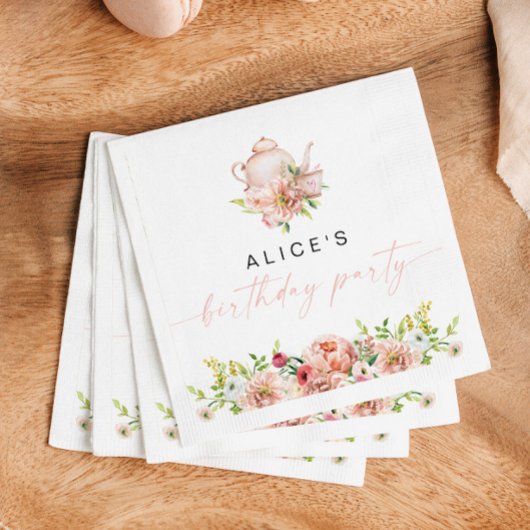 アリス赤面フローラ誕生日ティーパーティーブランチ紙 スタンダードカクテルナプキン