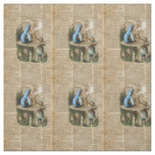 アリス、きのこおよびジンのヴィンテージ辞書の芸術 ファブリック (見本)