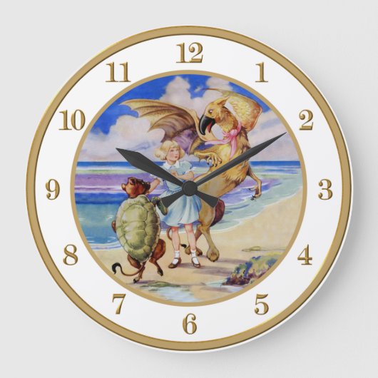 アリス、にせウミガメ、グリフォン ラージ壁時計 (正面)