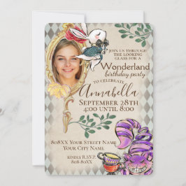 アリス・イン・ワンダーランドと写真のテーマパーティー 招待状
