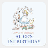 アリス・イン・ワンダーランド誕生日パーティー スクエアシール (正面)