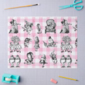 アリス・イン・ワンダーランド，ピンクと白のギンガム 薄葉紙 (クラフト)