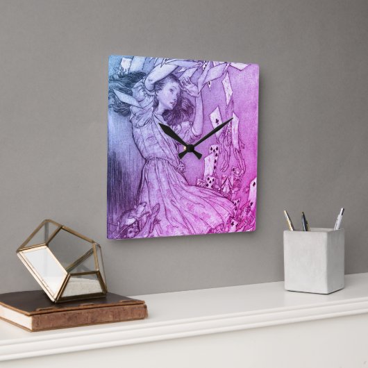 アリス・イン・ワンダーランド・ルイス・キャロル・ラッカム スクエア壁時計 (オフィス)