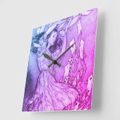 アリス・イン・ワンダーランド・ルイス・キャロル・ラッカム スクエア壁時計 (傾斜)