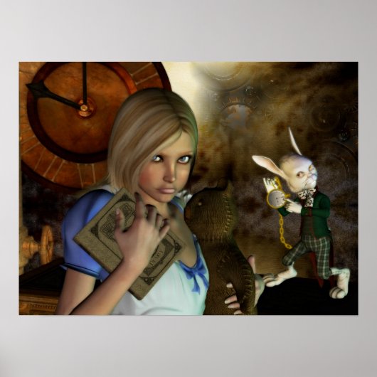 アリス&ザホワイトラビットプリント ポスター (正面)
