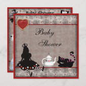 アリス&チェシャーキャットベビーシャワーティーパーティー招待状 招待状 (正面/裏面)