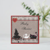 アリス&チェシャーキャットベビーシャワーティーパーティー招待状 招待状 (スタンド正面)