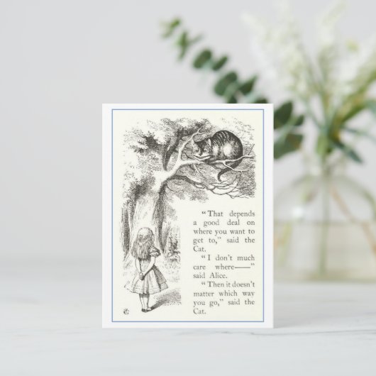 アリス、チェシャーキャットヴィンテージイラストレーション ポストカード (スタンド正面)
