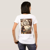 アリス&チェシャ猫:幻想的な不思議の国のファンタジー Tシャツ (裏面フル)