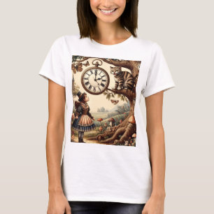 アリス&チェシャ猫:幻想的な不思議の国のファンタジー Tシャツ