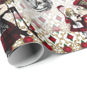 アリス、テニエル、黒と赤のハート女王 ラッピングペーパー (ロールコーナー)