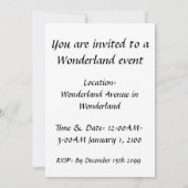 アリス・ハンプティ・ダンプティ・ワンダーランドでミート＆グリート 招待状 (裏面)