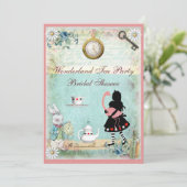 アリス&ピンクフラミンゴブライダルシャワーティーパーティー 招待状 (スタンド正面)